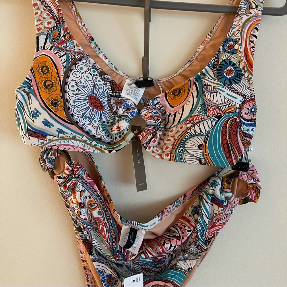 JCrew NWT bohemian bikini with wooden circles